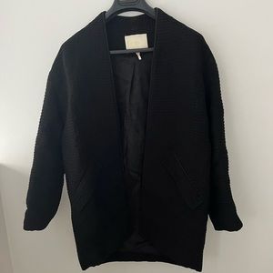 Maje textured silk jacket in black